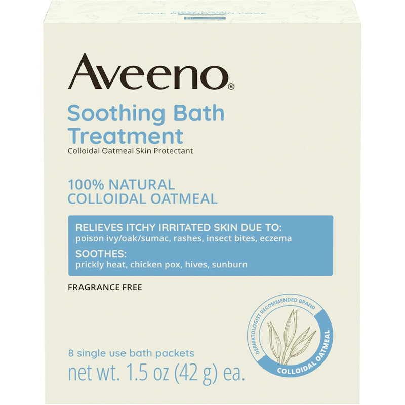 Aveeno Aveeno Soothing Bath Treatment, Colloidal Oatmeal Skin Protectant Single Use Packets Bath & Body Antique White