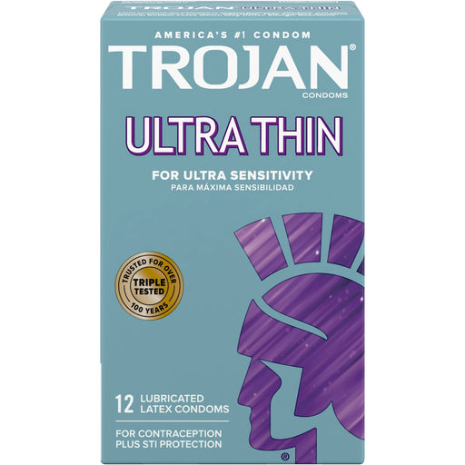 Trojan Trojan Ultra Thin Premium Lubricated Latex Condoms Condoms Light Slate Gray