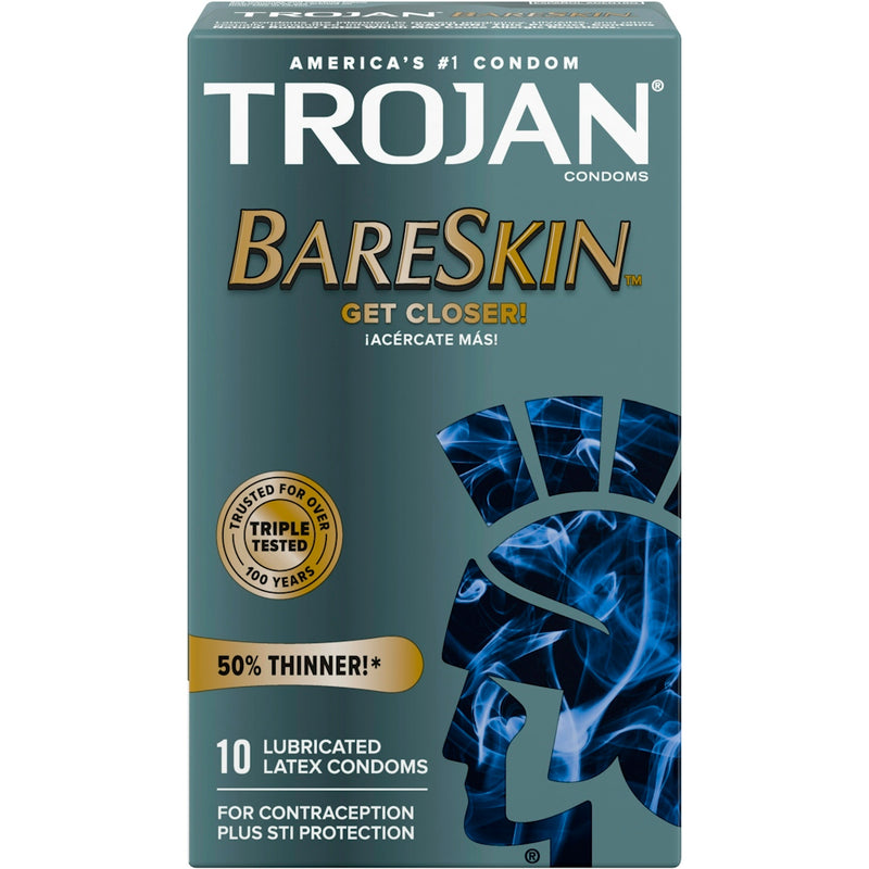 Trojan Trojan Sensitivity BareSkin Lubricated Premium Latex Condoms Condoms Dim Gray