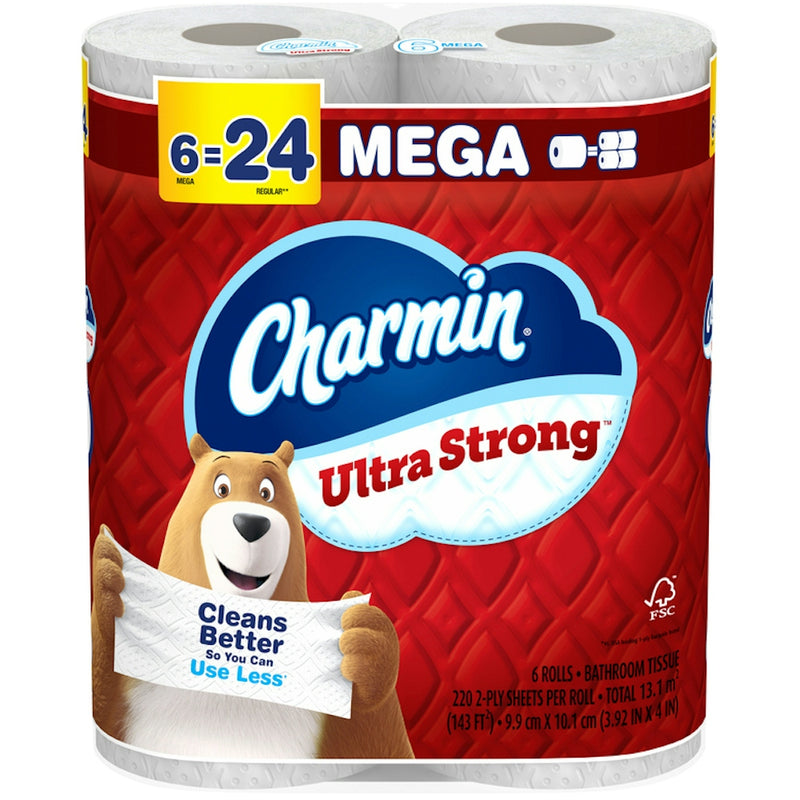 Charmin Charmin Ultra Strong Toilet Paper, 6 Mega Rolls (= 24 Regular Rolls) Toilet Paper White Smoke