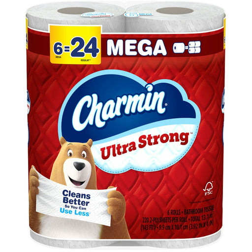 Charmin Charmin Ultra Strong Toilet Paper, 6 Mega Rolls (= 24 Regular Rolls) Toilet Paper White Smoke