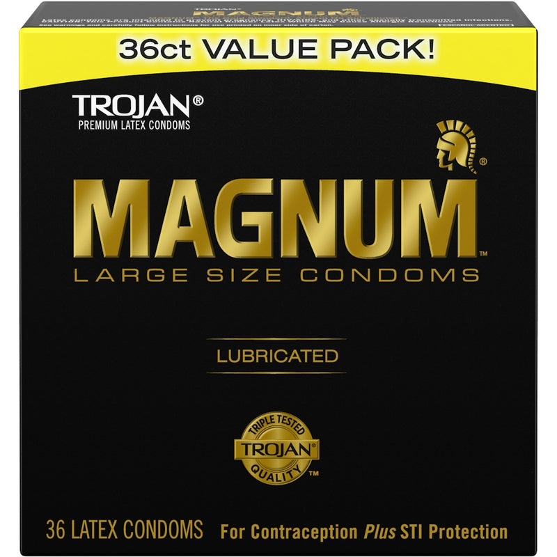 Trojan Trojan Magnum Large Size Lubricated Latex Condoms Condoms Black