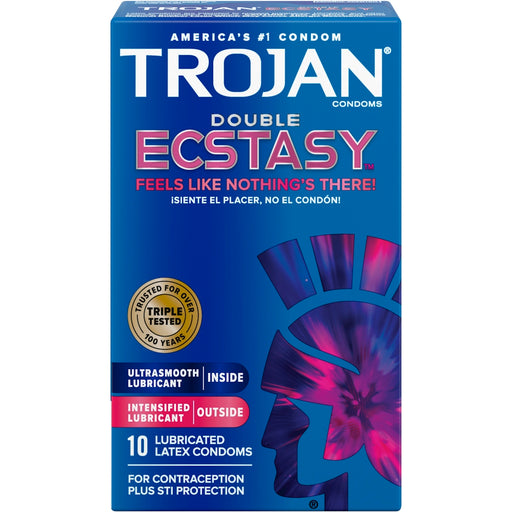 Trojan Trojan Double Ecstasy Lubricated Condoms - 10ct Condoms Dark Cyan