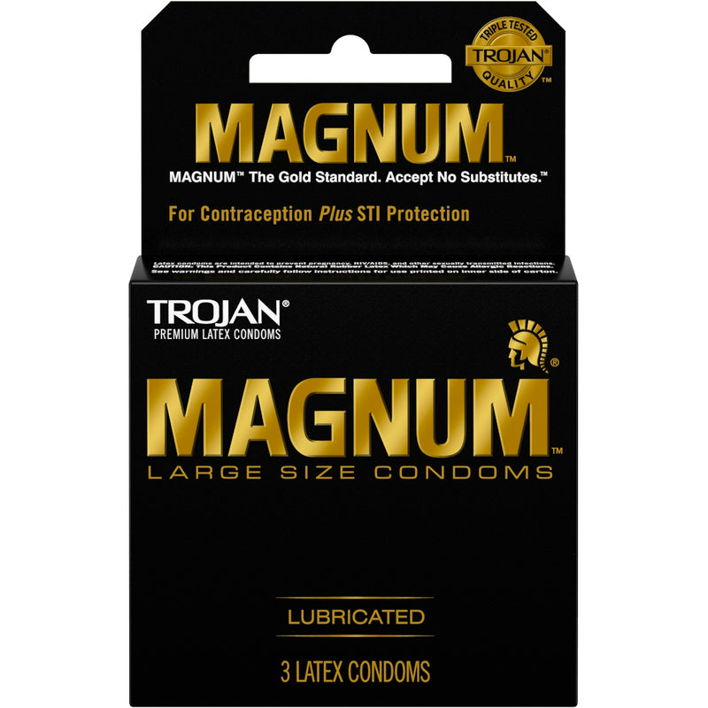 Trojan Trojan Magnum Condoms, Premium Latex, Lubricated, Large Size Condoms Black