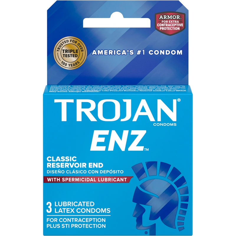 Trojan Trojan Enz Condoms Spermicidal Lubricant Latex Condoms Dodger Blue