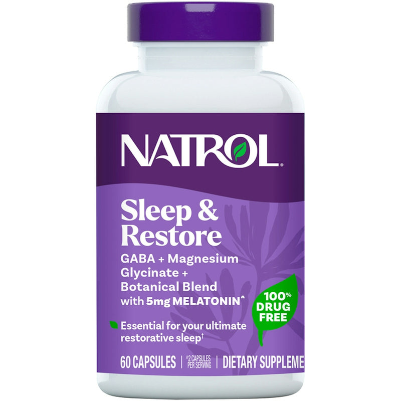 Natrol Natrol Melatonin Restore, Sleep Aid Supplement for Restful Sleep, 60 Capsules Vitamins & Supplements White Smoke
