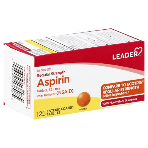 0 Leader Regular Strength Aspirin 325 Mg, Enteric Coated Tablets Medicine & Drugs White Smoke