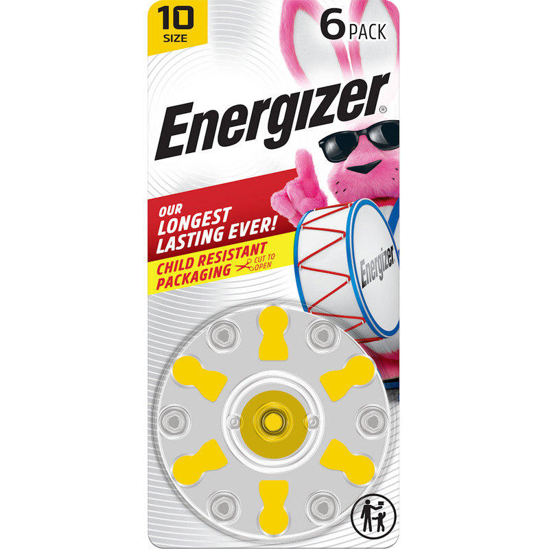 Energizer Energizer Hearing Aid Batteries, Size 10, Yellow Tab, 6-Pk Batteries White Smoke