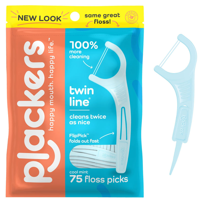 Plackers Plackers Twin-Line Dental Floss Picks (Cool Mint Flavor) Oral Care White Smoke