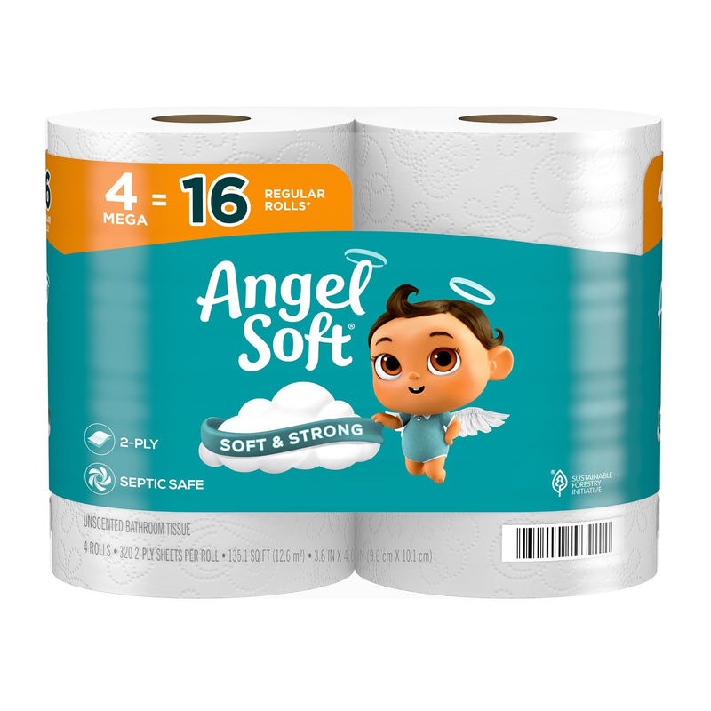 Angel Soft Angel Soft Bathroom Tissue, Unscented, Mega Rolls, 2 Ply Toilet Paper Dark Cyan