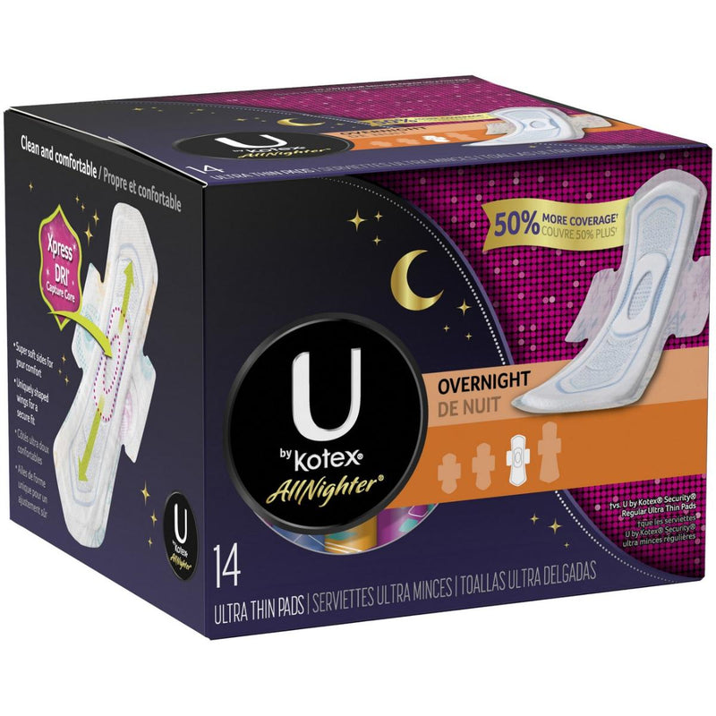 U by Kotex U by Kotex All Nighter Pads, Ultra Thin, Wings, Overnight Health & Beauty White Smoke