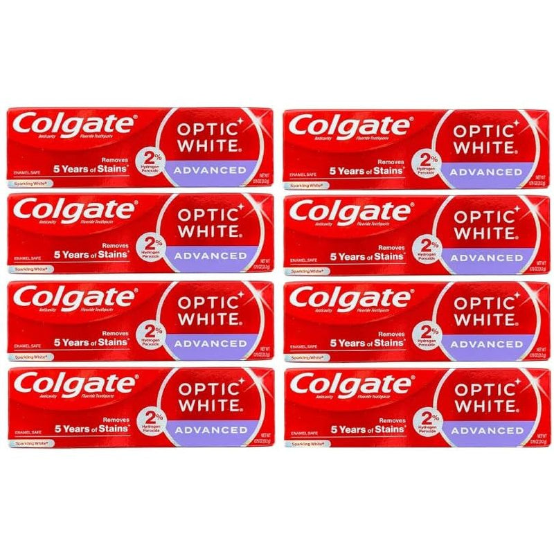 Colgate Colgate Optic White Toothpaste, Anticavity Fluoride, Sparkling White, Advanced Toothpaste Firebrick