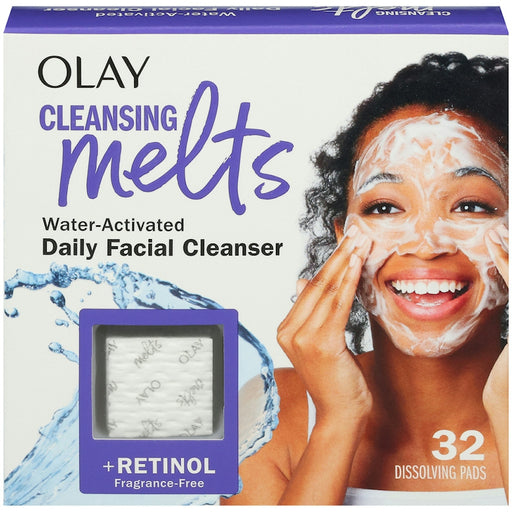 Olay Olay Cleansing Melts Facial Cleanser with Retinol, 3 in 1 Pads, 32 Count Facial Cleansers Lavender