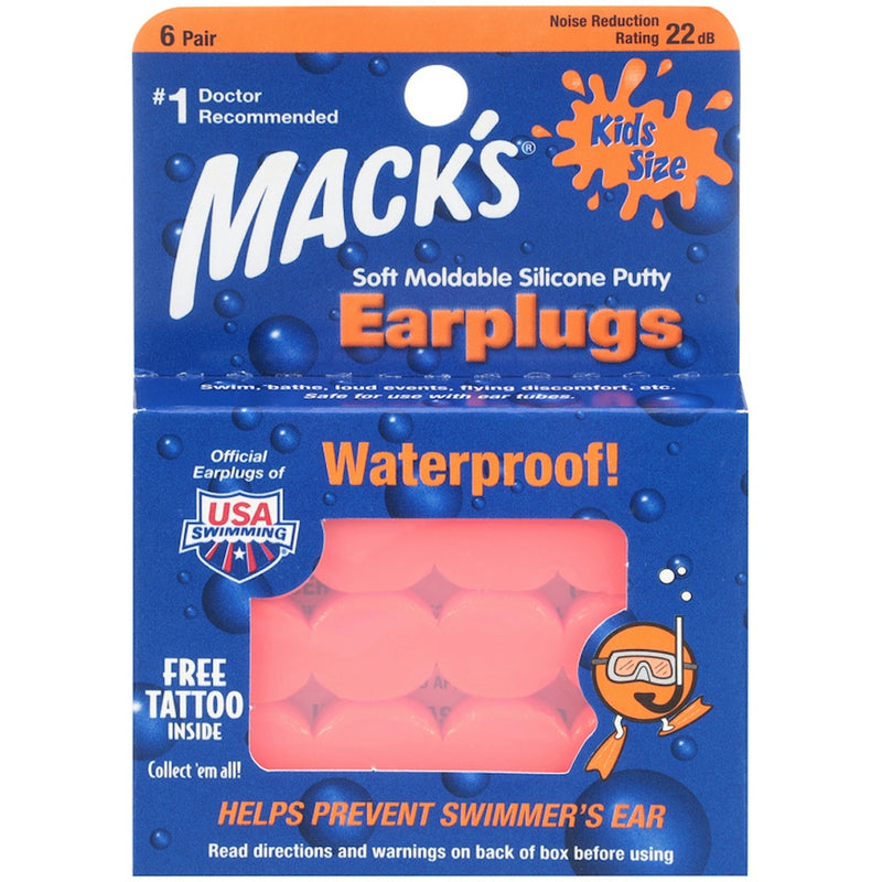 Mack's Mack's Pillow Soft Silicone Earplugs for Kids, Waterproof - Orange, 6 Pair Earplugs Light Salmon