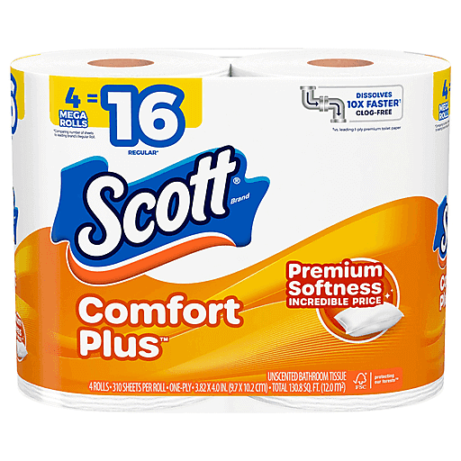 Scott Scott Bathroom Tissue, Unscented, Mega Rolls, One Ply Paper & Plastic Shopping Bags White Smoke