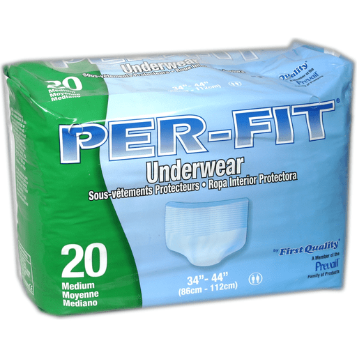 First Quality First Quality Prevail Per-Fit Protective Underwear Medium 32"-44" (case 4x20) Incontinence Aids White Smoke
