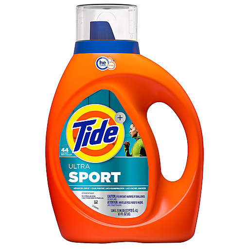 Tide + Tide + Ultra Sport Liquid Laundry Detergent, 63 Fl Oz, 44 Loads Laundry Detergent White Smoke