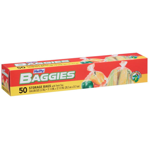 Hefty Hefty Baggies Storage Bags, With Ties, Gallon Size Bread Boxes & Bags White Smoke