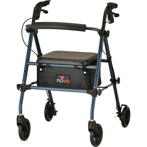 Nova NOVA Journey Rolling Walker with Seat and Storage Pouch, Blue Walkers White Smoke
