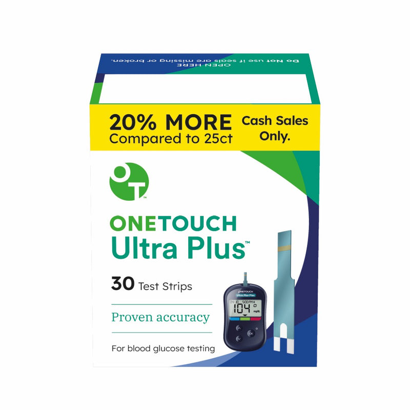OneTouch OneTouch Ultra Plus Test Strips for Blood Glucose Monitoring, 30 Count Blood Glucose Test Strips White Smoke