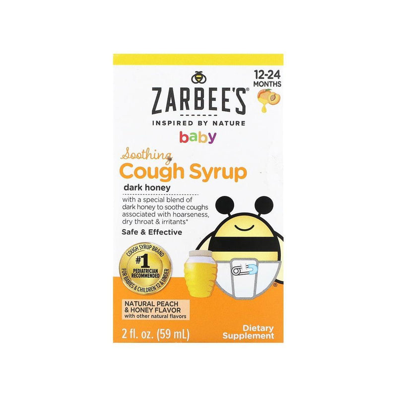 Zarbee's Zarbee's Cough Syrup, Soothing, Natural Peach Honey Flavor, Baby 2 Fl Oz Baby & Toddler White Smoke