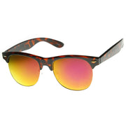 zeroUV New Flash Mirrored Lens Horned Rim Half Frame Sunglasses 8927 Sunglasses White Smoke Tortoise Fire