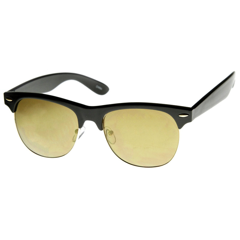 zeroUV New Flash Mirrored Lens Horned Rim Half Frame Sunglasses 8927 Sunglasses White Smoke Black Brown