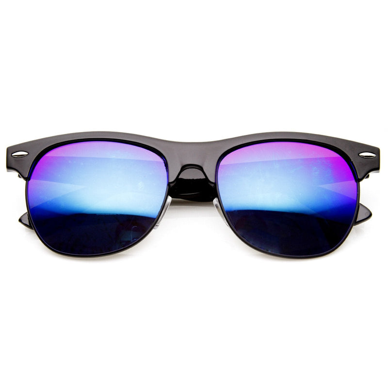 zeroUV New Flash Mirrored Lens Horned Rim Half Frame Sunglasses 8927 Sunglasses White Smoke Black Ice,Tortoise Brown,Black Brown,Tortoise Fire,Clear Fire,Tortoise Sun