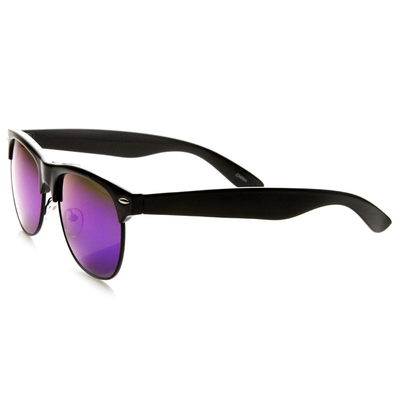 zeroUV New Flash Mirrored Lens Horned Rim Half Frame Sunglasses 8927 Sunglasses White Smoke Black Ice,Tortoise Brown,Black Brown,Tortoise Fire,Clear Fire,Tortoise Sun