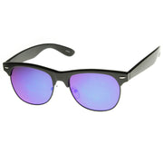 zeroUV New Flash Mirrored Lens Horned Rim Half Frame Sunglasses 8927 Sunglasses White Smoke Black Ice
