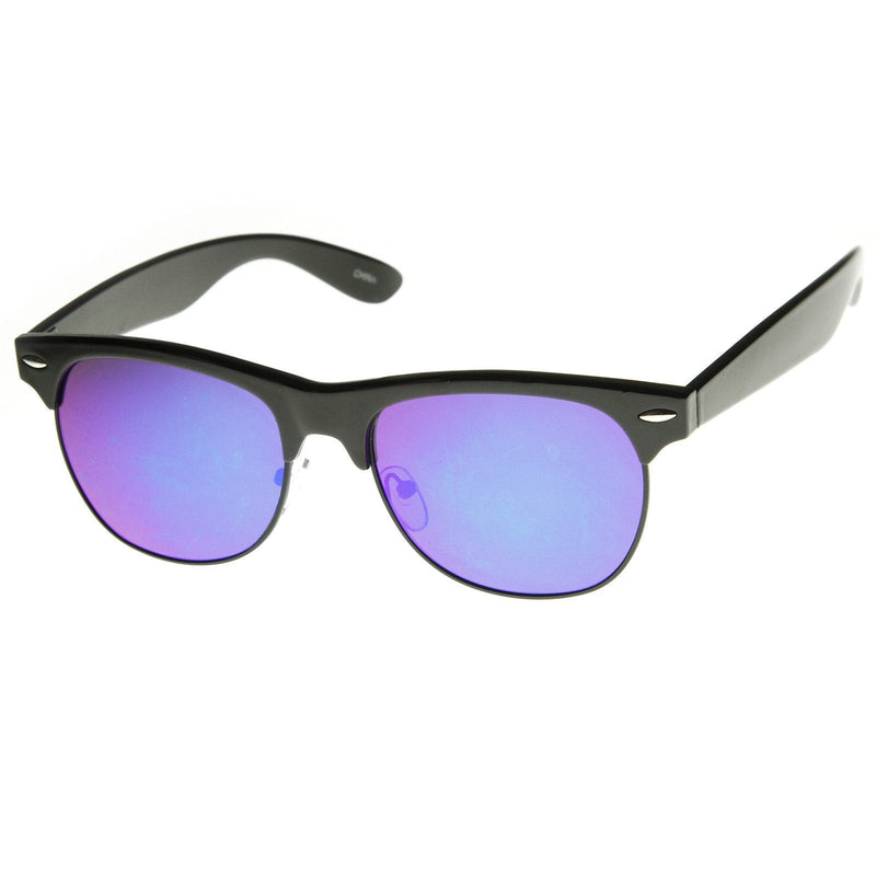 zeroUV New Flash Mirrored Lens Horned Rim Half Frame Sunglasses 8927 Sunglasses White Smoke Black Ice