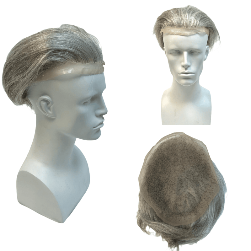 VIP Extensions VIP Extensions Full Lace Toupee, 100% Human Hair Wig White Smoke 1B/80%