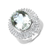 Bids.com 11.14 Carat Genuine Green Amethyst and White Topaz .925 Sterling Silver Ring Rings White Smoke size 6.00,size 7.00,size 8.00,size 9.00,size 10.00