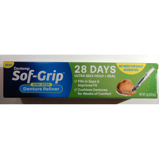Dentemp Sof-Grip Dentemp Sof-Grip One-Step Denture Reliner, 0.11 Oz (3g) – Long-Lasting Soft Acrylic Resin Kit for Loose Dentures Dentures Black