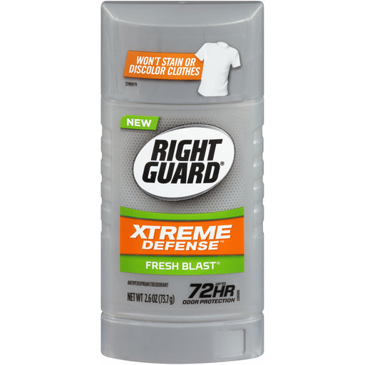 Right Guard Right Guard Xtreme Defense Antiperspirant Deodorant Invisible Solid Stick, Fresh Blast, 2.6 Ounce Deodorant Dark Gray