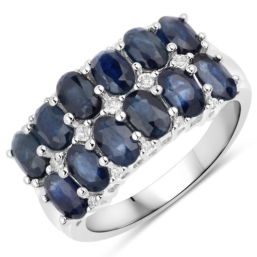 Bids.com 2.80 Carat Genuine Blue Sapphire and White Topaz .925 Sterling Silver Ring Rings White Smoke size 6.00,size 7.00,size 8.00,size 5.00,size 9.00