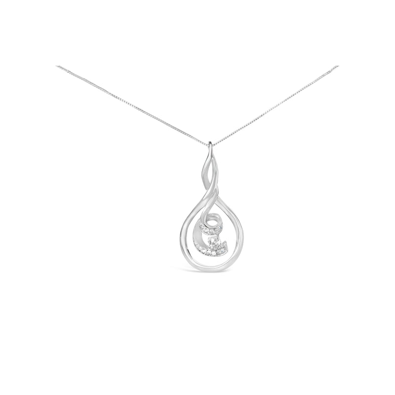 Bids.com Espira 10K White Gold 1/8 cttw Round Cut Diamond Layered Spiral Pendant Necklace (I-J, I1-I2) Necklaces White Smoke White.Gold / 18