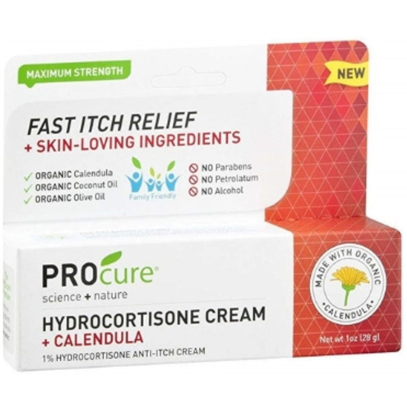 PROcure Procure Hydrocortisone 1%+Calendula Maximum Strength Anti-Itch Cream 1 Oz First Aid White Smoke