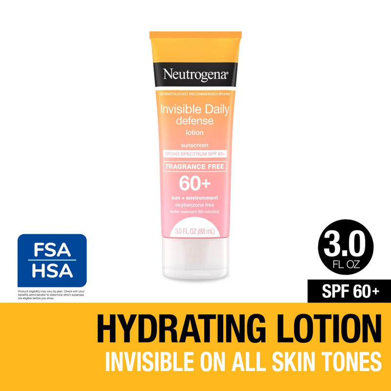Neutrogena Neutrogena Invisible Daily Defense Sunscreen Lotion, SPF 60+, 3 Oz Lotion & Moisturizer White Smoke
