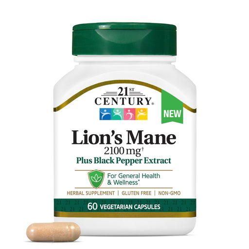 21st Century 21st Century Lion's Mane, 2,100 Mg, 60 Vegetarian Capsules Herbal Supplements White Smoke