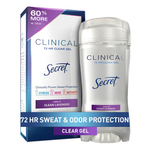 Secret Secret Clinical Strength Clear Gel Antiperspirant Clean Lavender Deodorant White Smoke