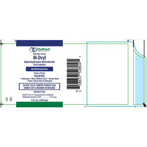 Method Pharmaceuticals Method Pharmaceuticals Diphenhydramine HCI Oral Solution 12.5 MG, 4 FL OZ Medicine & Drugs White Smoke