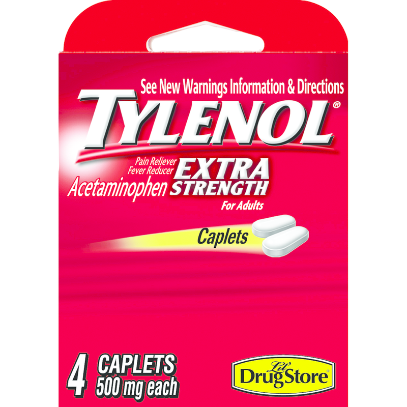 Lil Drug Store Lil Drug Store Tylenol Pain Reliever/Fever Reducer, Extra Strength, 500 Mg, Caplets Medicine & Drugs Deep Pink