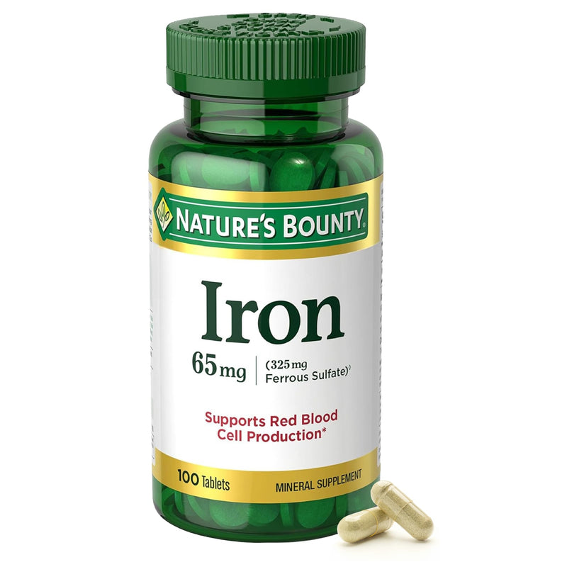 Nature's Bounty Nature's Bounty Iron 65 Mg Ferrous Sulfate - 100 Tablets Vitamins & Supplements White Smoke