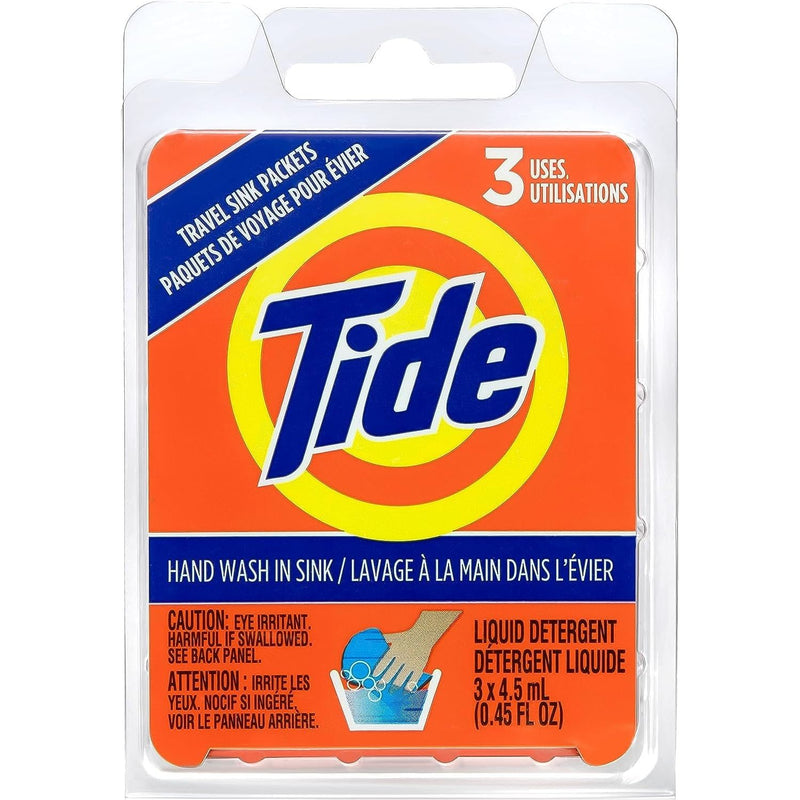 Tide Tide Liquid Detergent, 2X Ultra, Travel Sink Packets Laundry Detergent White Smoke
