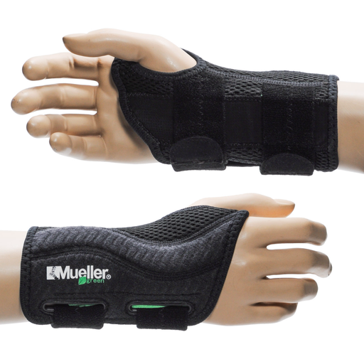 Mueller Mueller Green Fitted Wrist Brace, Black, Right Hand, Large/Extra Large Wall Jacks & Braces White Smoke