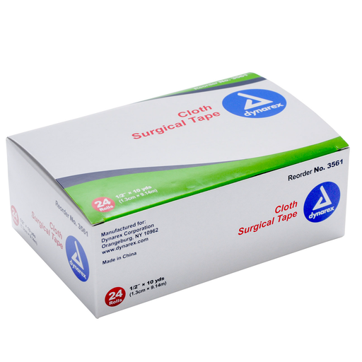 Dynarex Dynarex Cloth Surgical Tape 0.5"X10 Yd, 24 Rolls Wig Glue & Tape White Smoke
