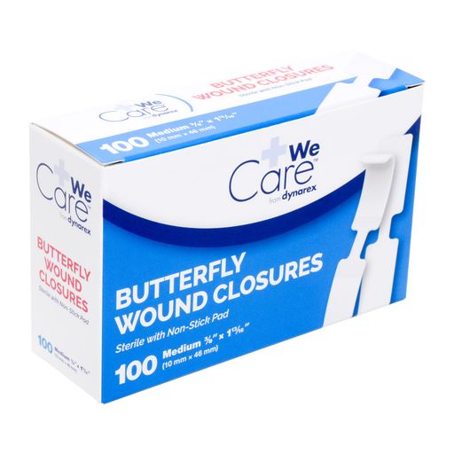 Dynarex Butterfly Wound Closures – Medium (100 Count) First Aid White Smoke