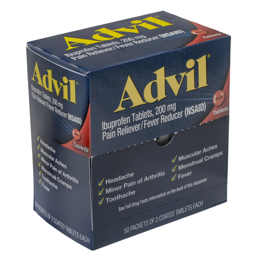 Advil Advil Ibuprofen Tablets, Two-Pack, 50 Packs/Box - Effective Pain Relief Health & Beauty White Smoke