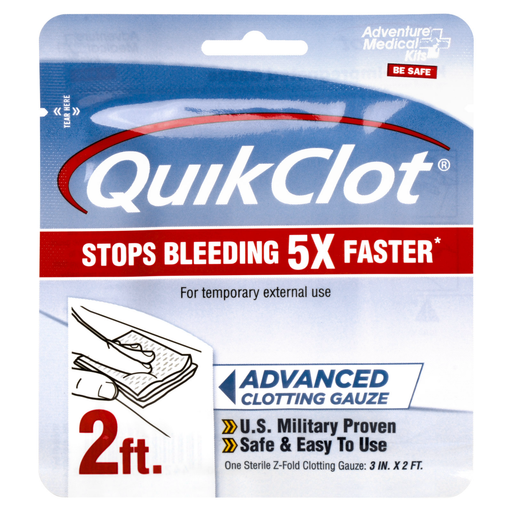 QuickClot Adventure Medical Kits QuikClot Advanced Clotting Gauze - 3 X 24 In First Aid White Smoke